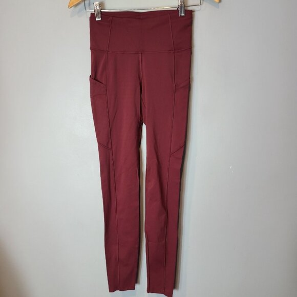 Lululemon Fast and Free Leggings Womens Size 4 Multiple Pockets Red Activewear - Picture 3 of 8